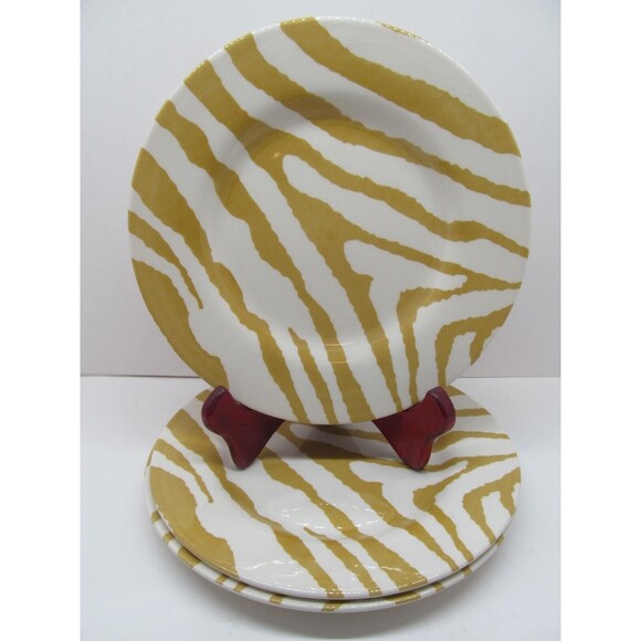 Royal Stafford Set Of Three 8 1/2" Gold And White Salad Plates - Picture 5 of 9